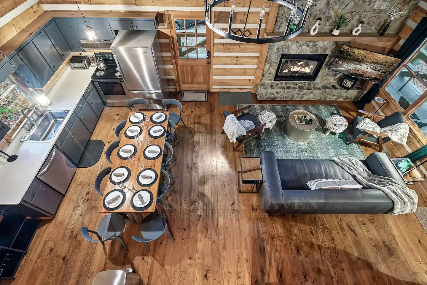 View of the main living space from the loft